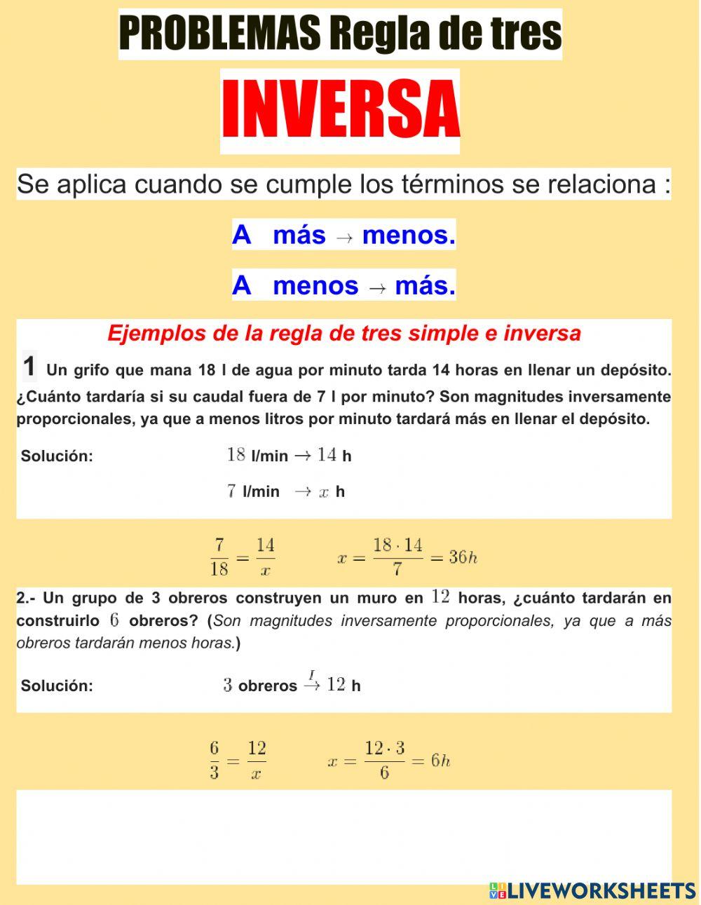 Regla de tres inversa