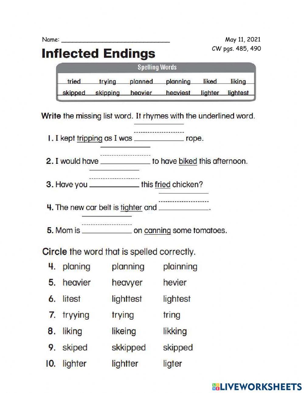 English 2nd CW 05-11