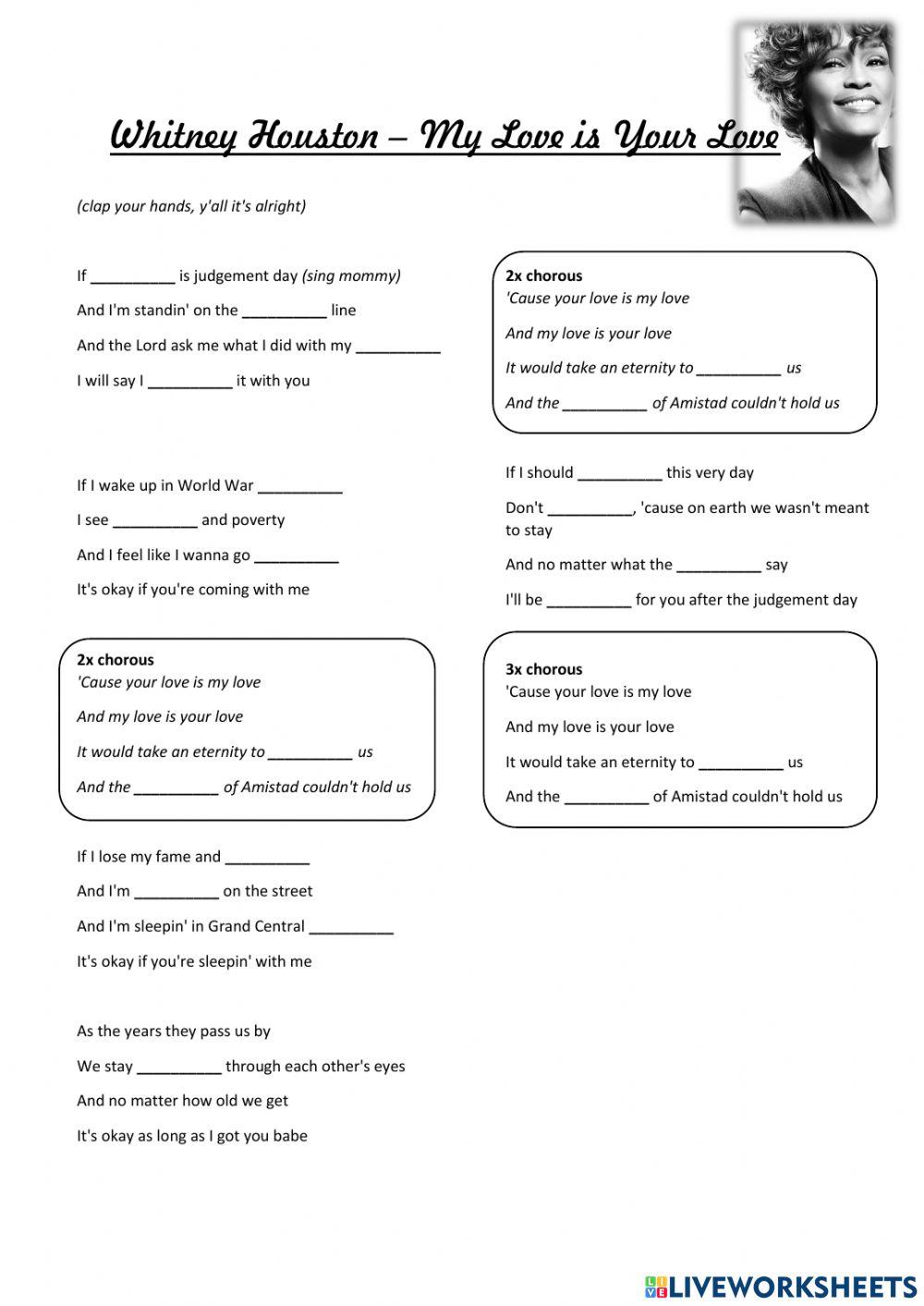 Song - Whitney Houston – My Love is Your Love