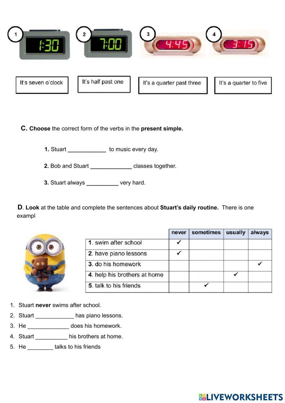 Adverbs of frequency + the time