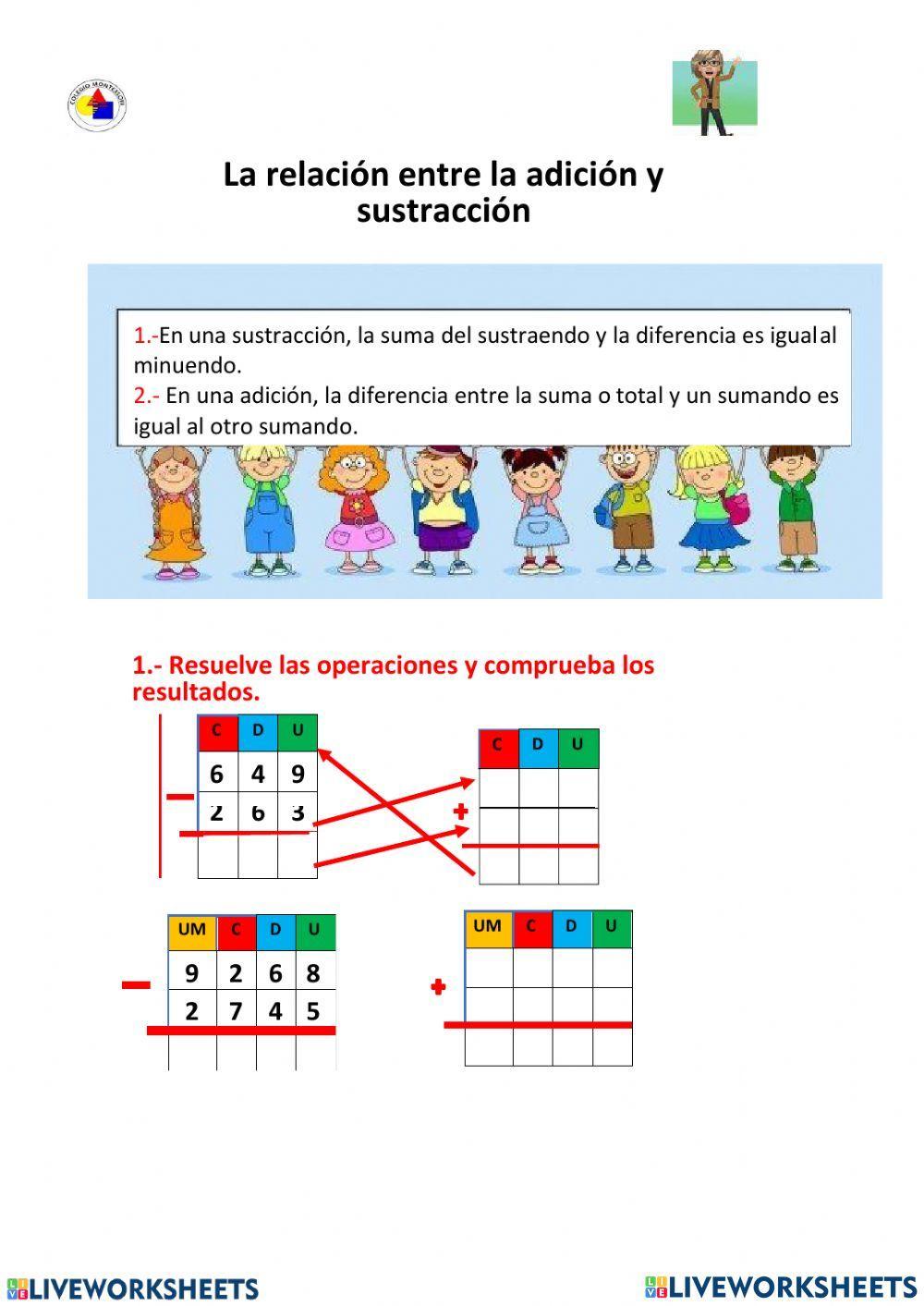Relación entre adición y sustracción