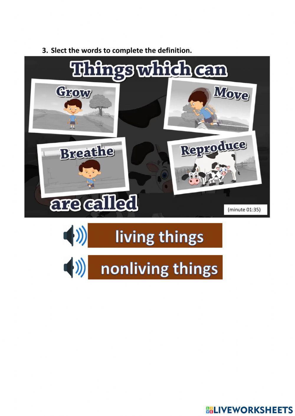 Living & nonliving things video activity