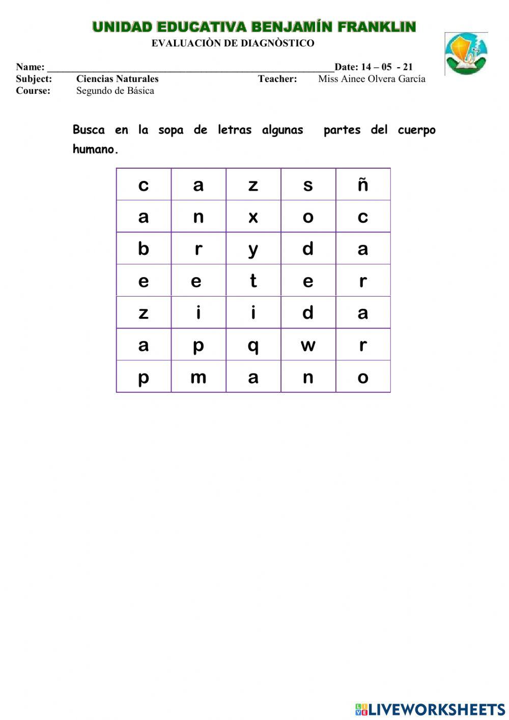 Prueba de diagnòstico ciencias