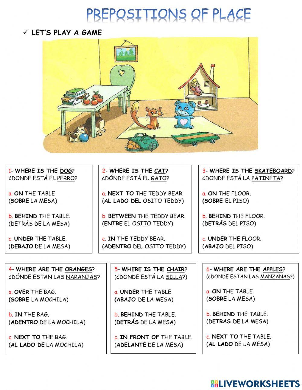 Prepositions of place