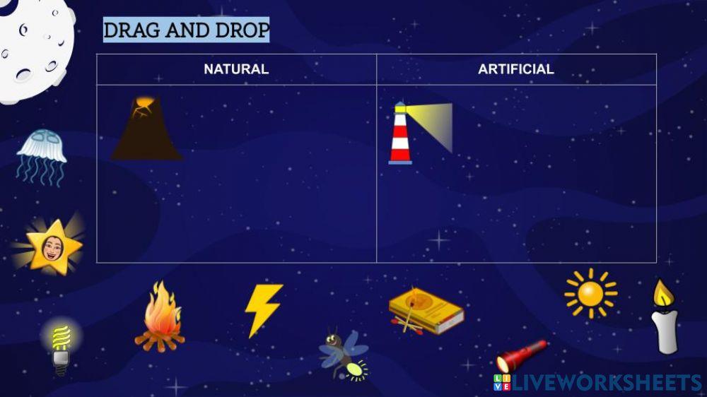 Natural and artificial light - drag and drop