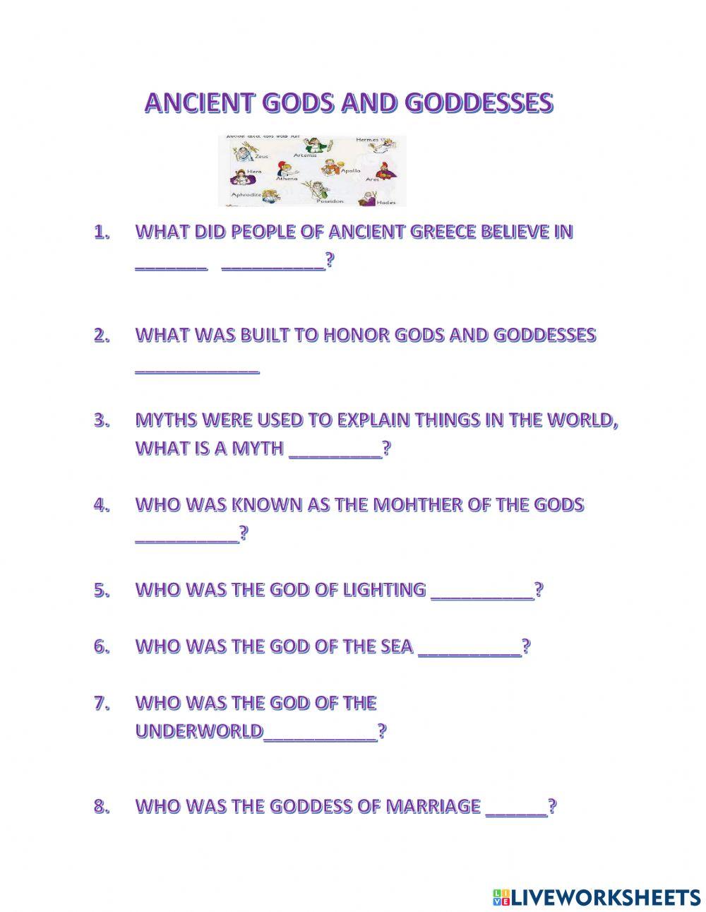 Ancient gods and goddesses