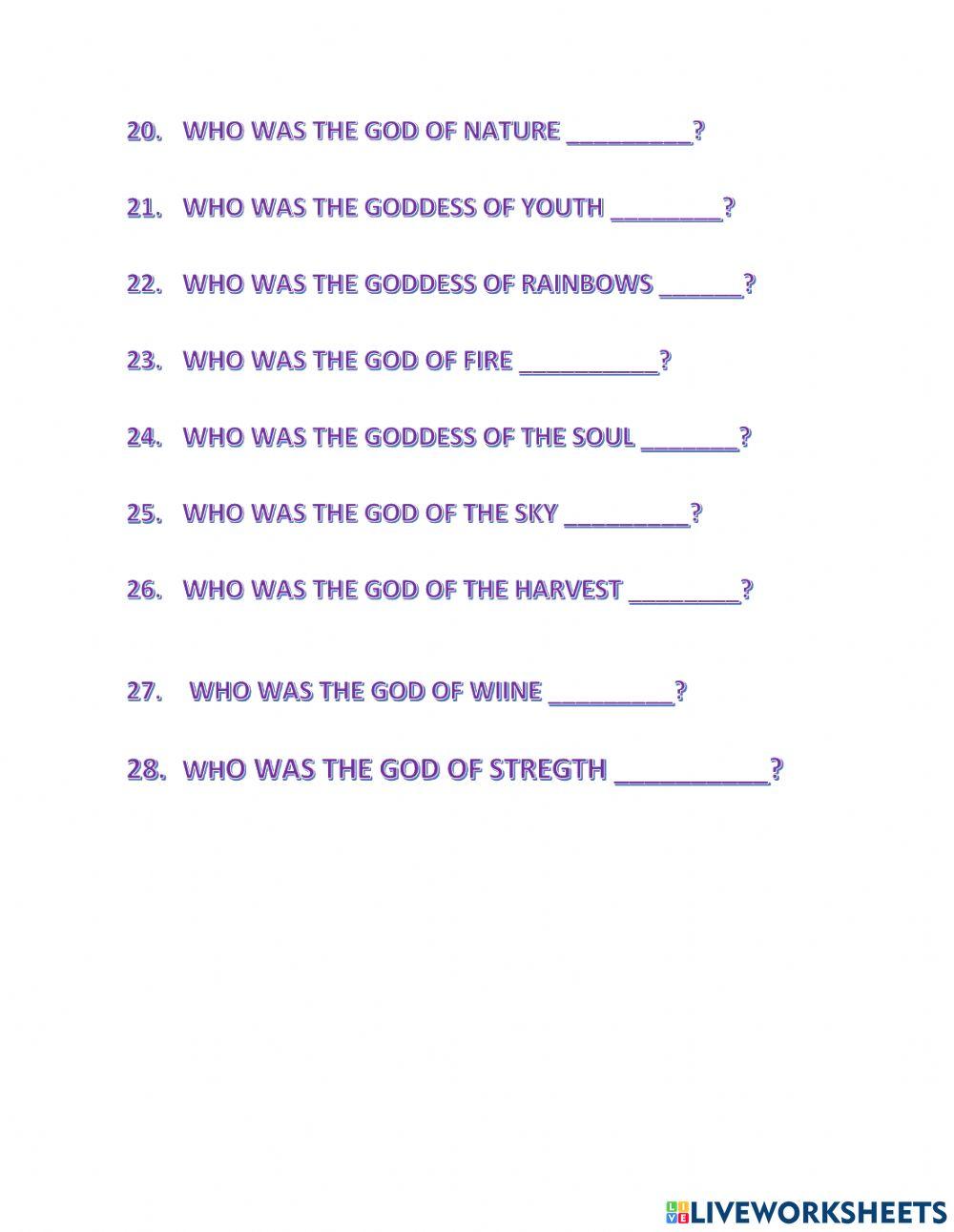 Ancient gods and goddesses