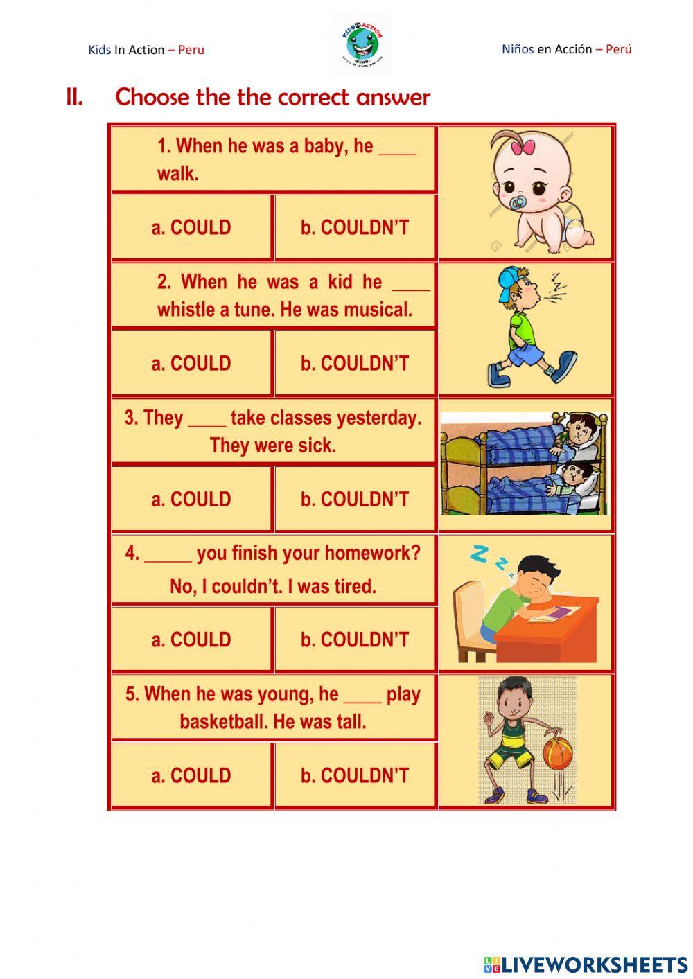 Movers A1.1.3 Class 3 could couldn't