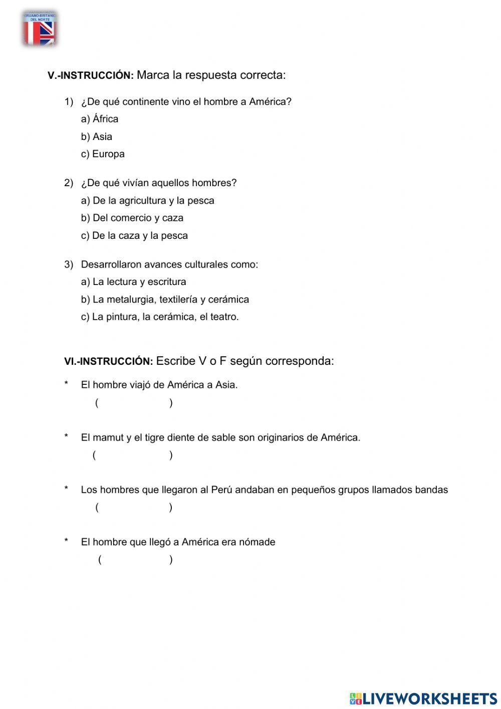 Examen Personal Social II Unidad 5to