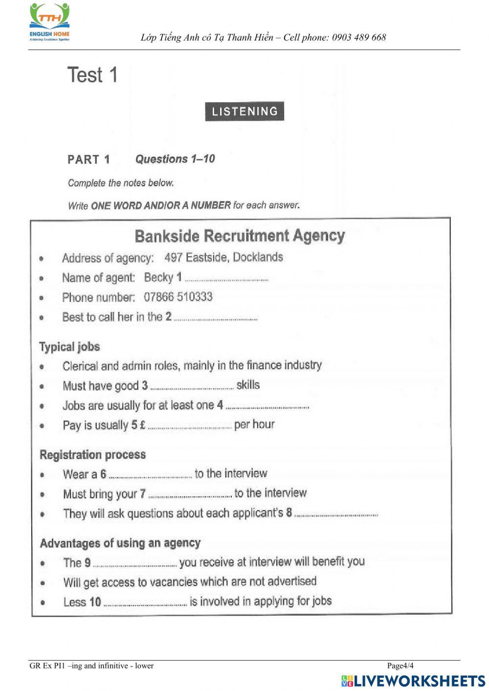 To infinitives - Gerunds