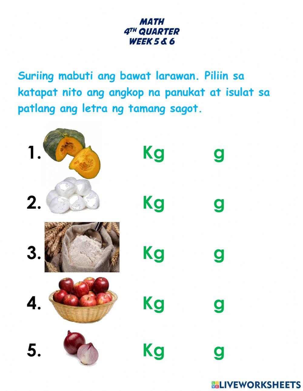 Gawain sa Pagkatuto sa Math W5