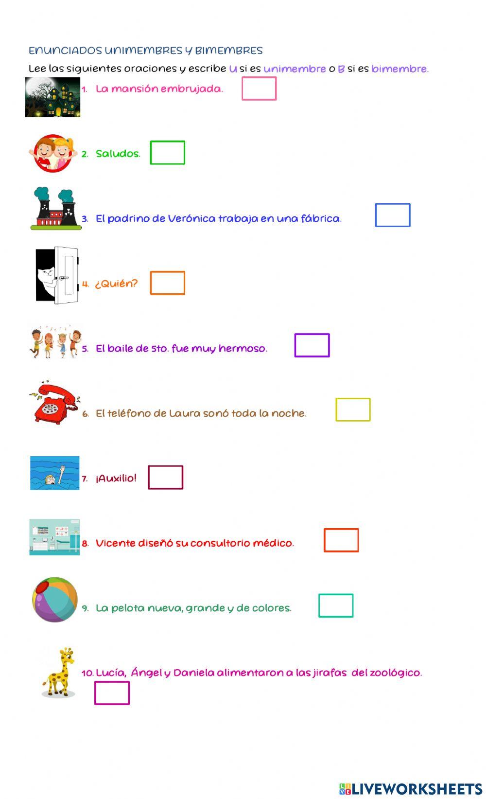 Enunciados unimembres y bimembres
