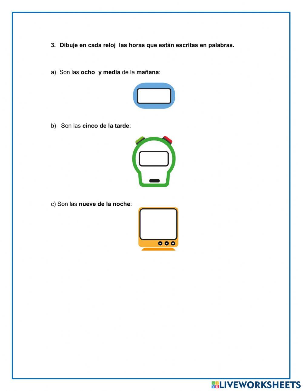 Evaluación horas y medias horas