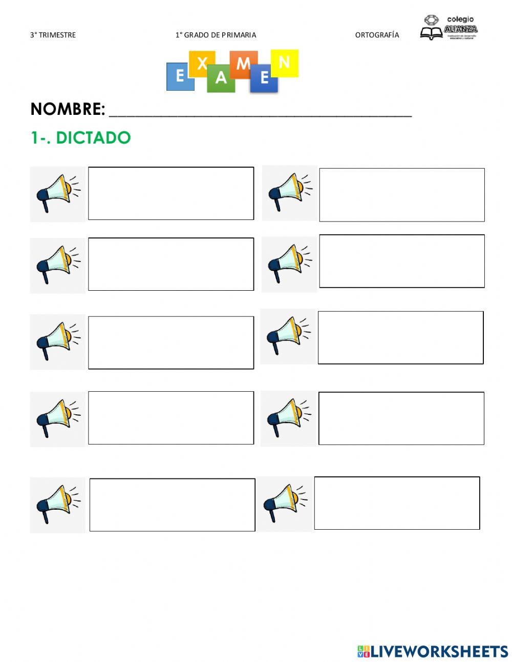 Examen de ortografía 3° bloque