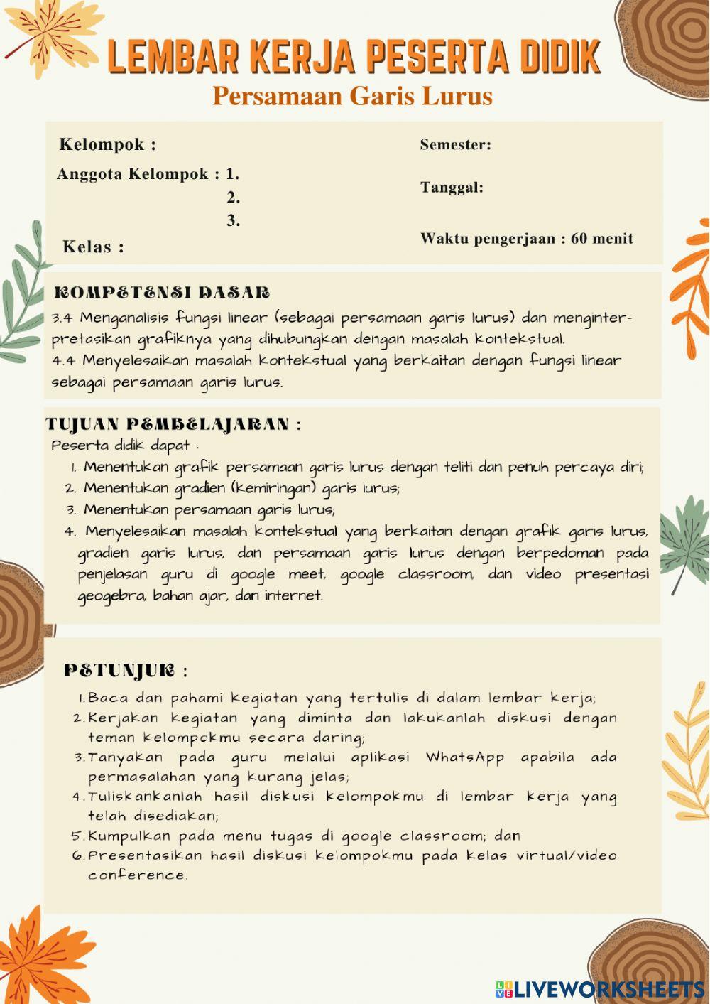 Persamaan Garis Lurus