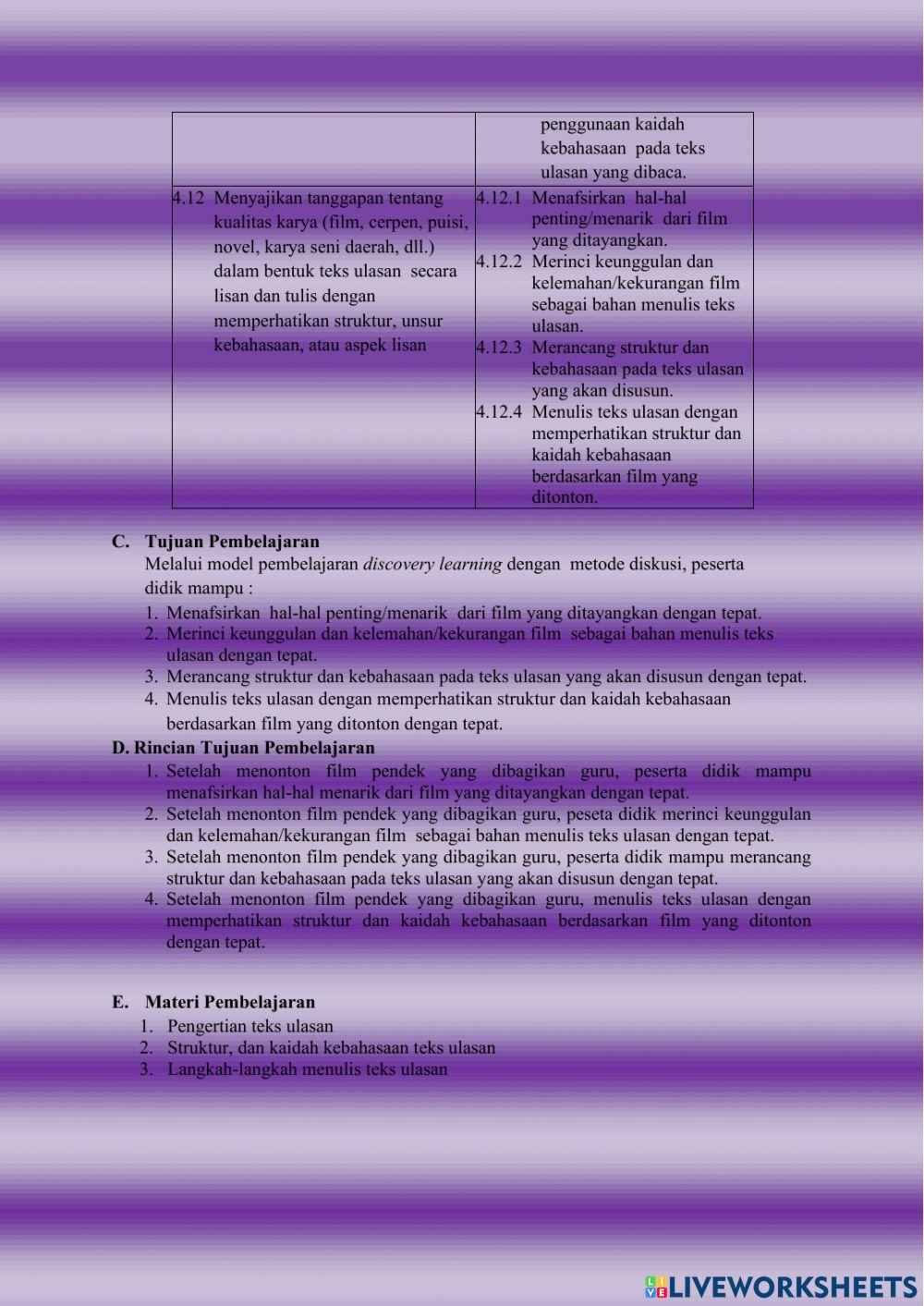 Lkpd teks ulasan keterampilan