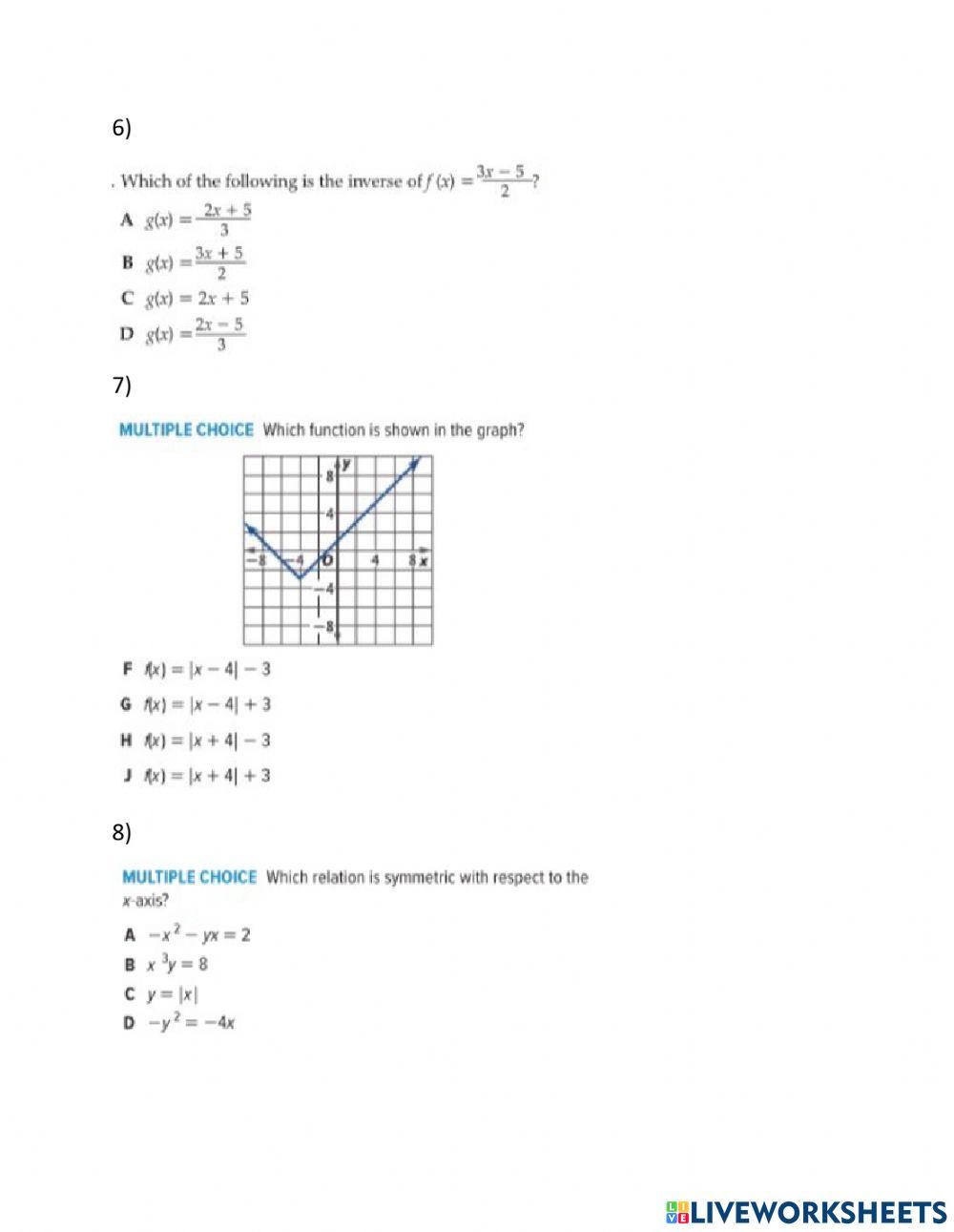 Grade 11 functions limits differentiation online exercise for live