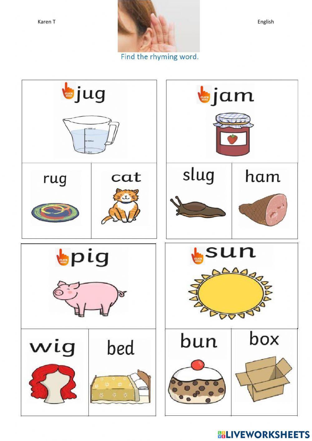 Rhyming words CVC - LISTENING