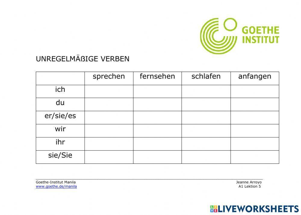 Unregelmäßige Verben