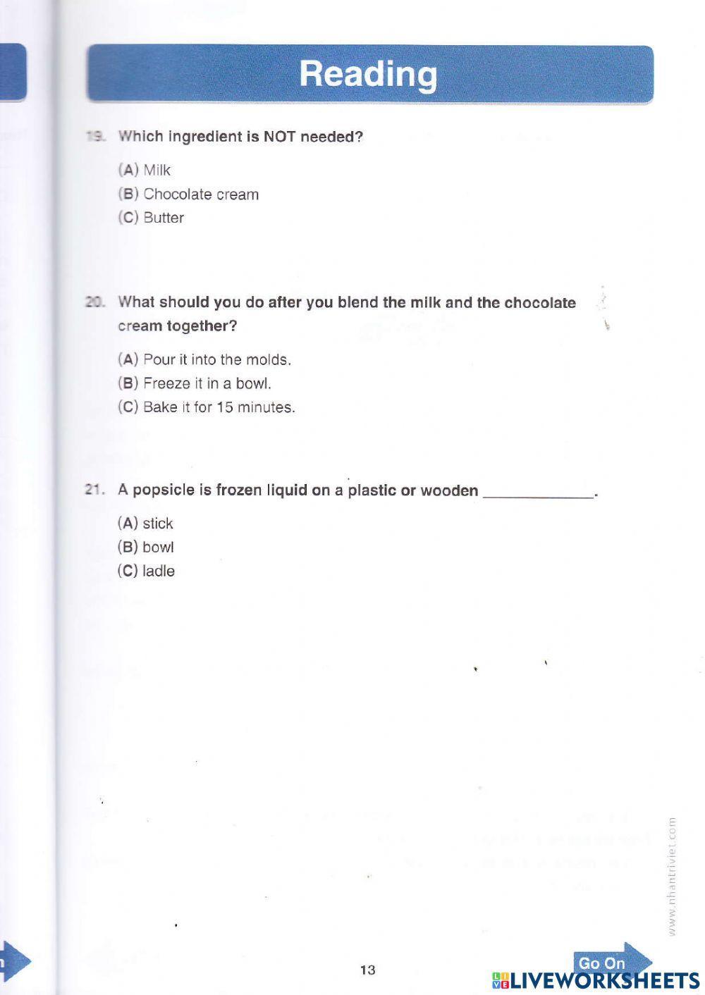TOEFL Primary - Reading Test 1