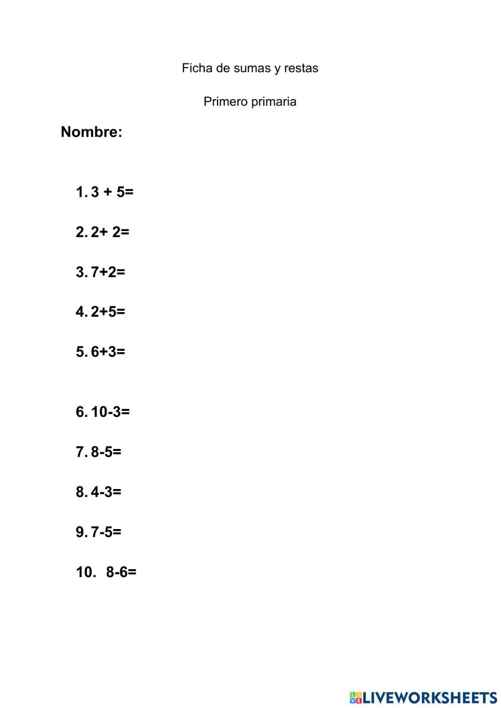 Sumas y restas para primero