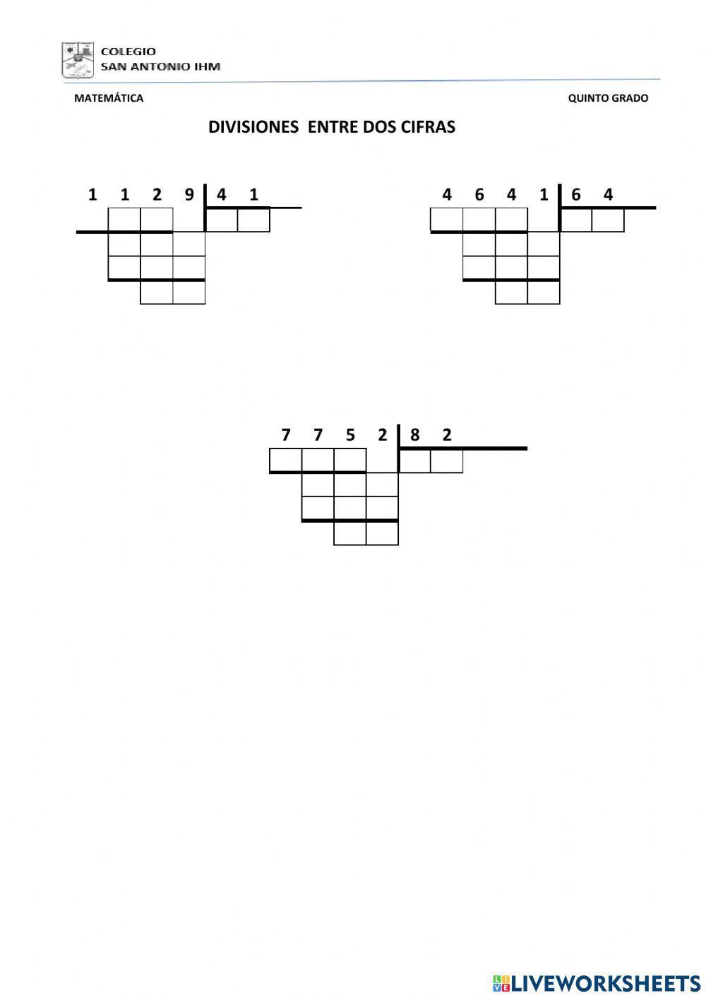 Divisiones con dos cifras en el divisor