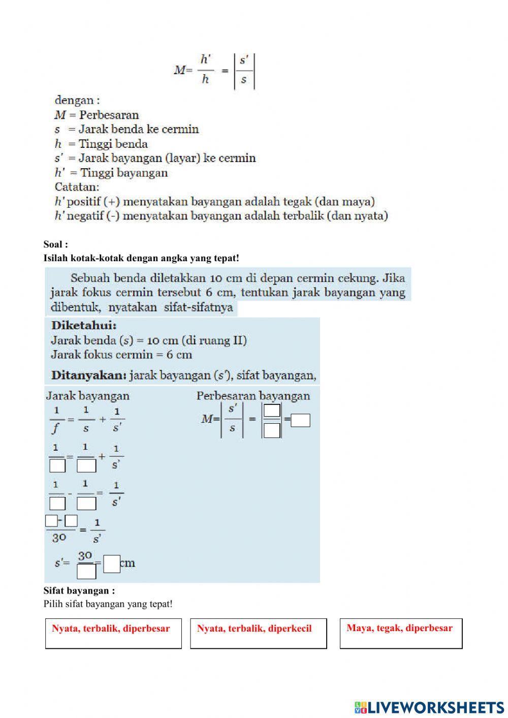 LKPD : Cahaya dan optik (Part 1)