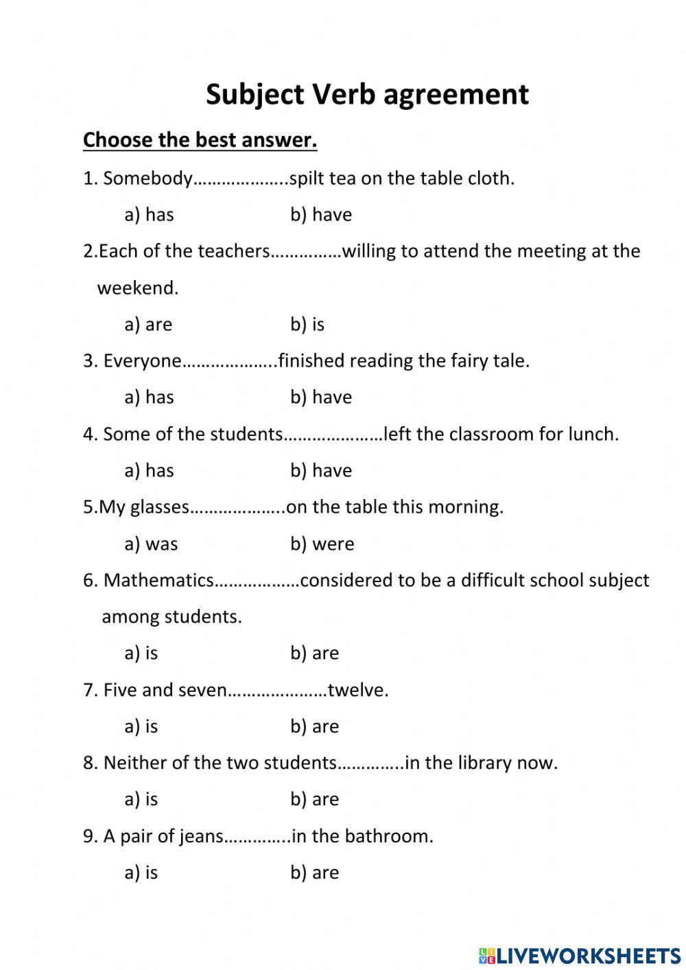 Subject verb agreement