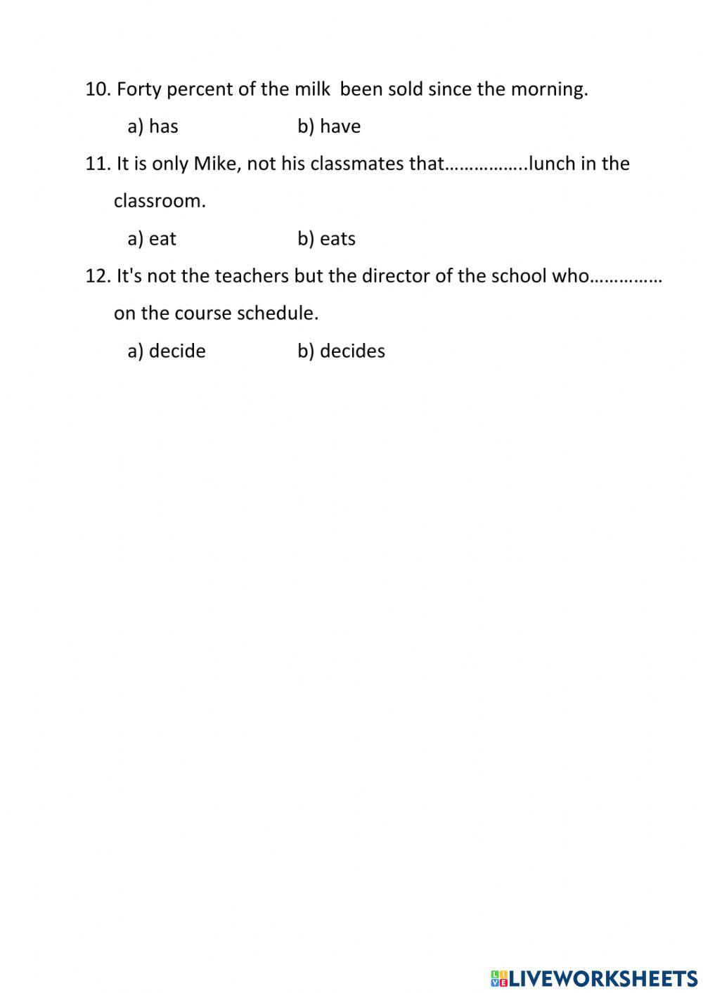 Subject verb agreement
