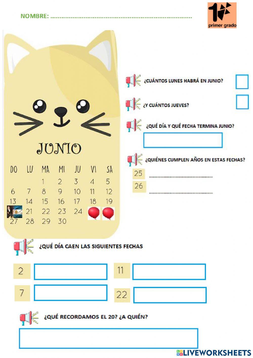 Calendario junio