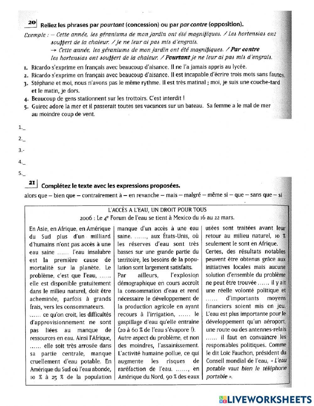 Bilan : L'opposition et la concession