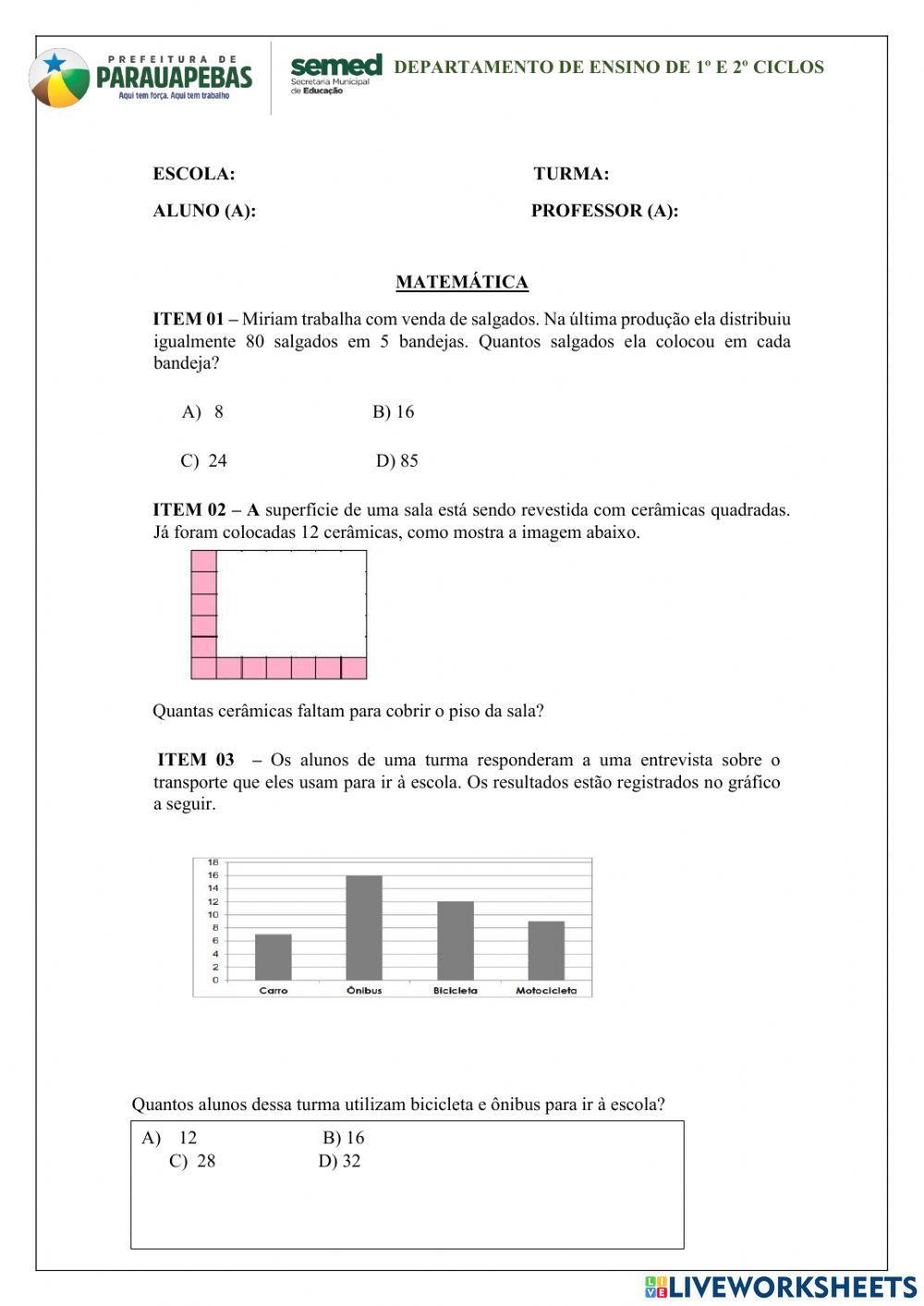 Caderno semed matemática