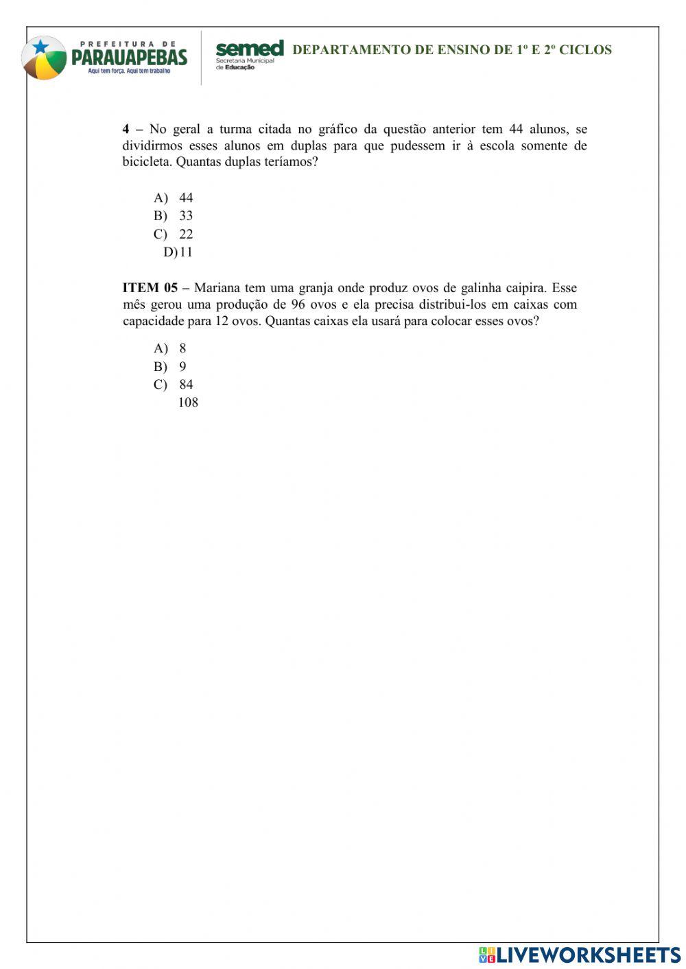 Caderno semed matemática