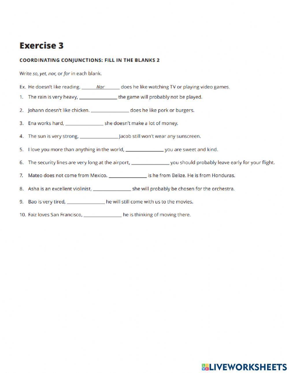 Coordinating Conjunctions