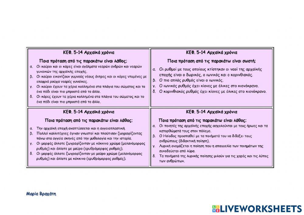 Αρχαϊκά χρόνια - κεφ. 5-14