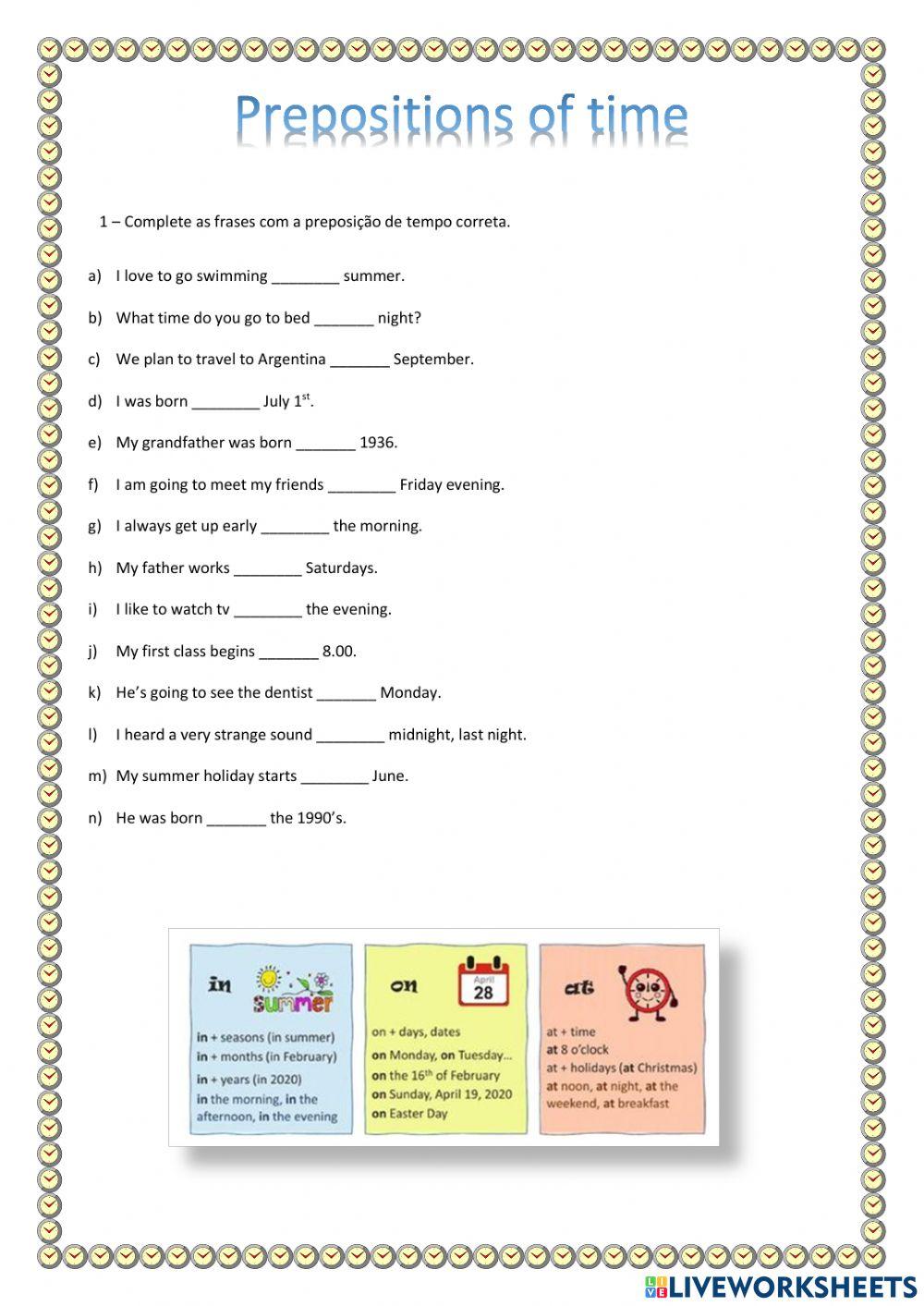 Prepositions of time 2