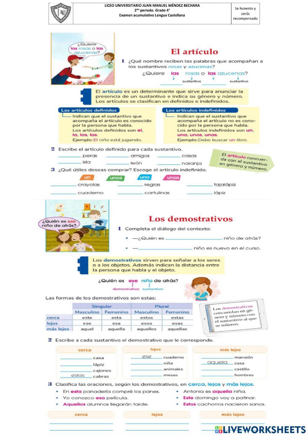 Examen L. Castellana grado 4 P
