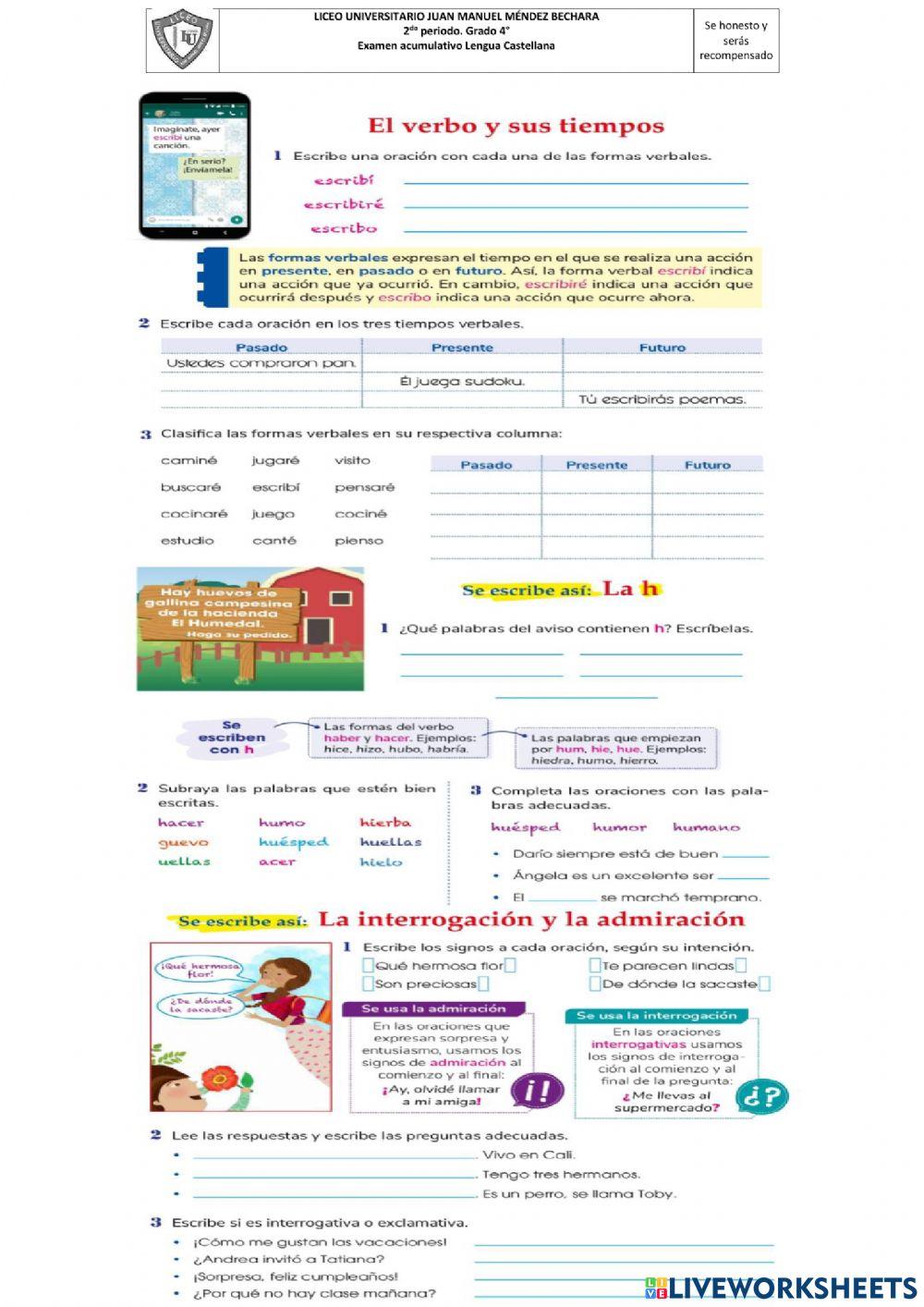 Examen L. Castellana grado 4 P