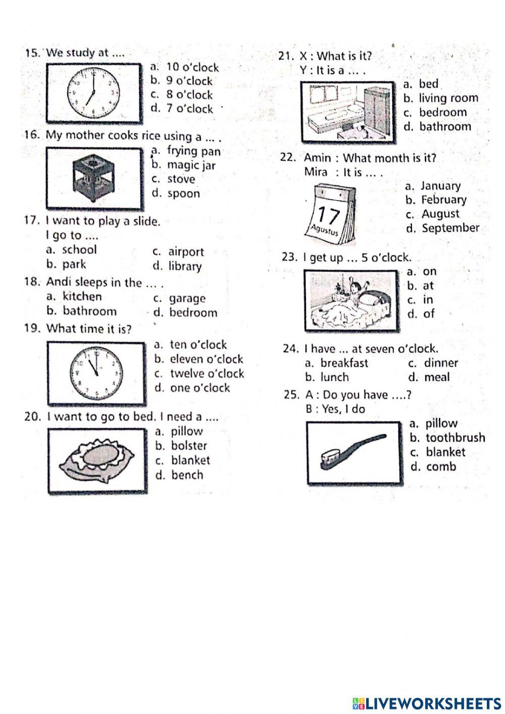 Latihan PAS Bahasa Inggris K3 Semester Genap