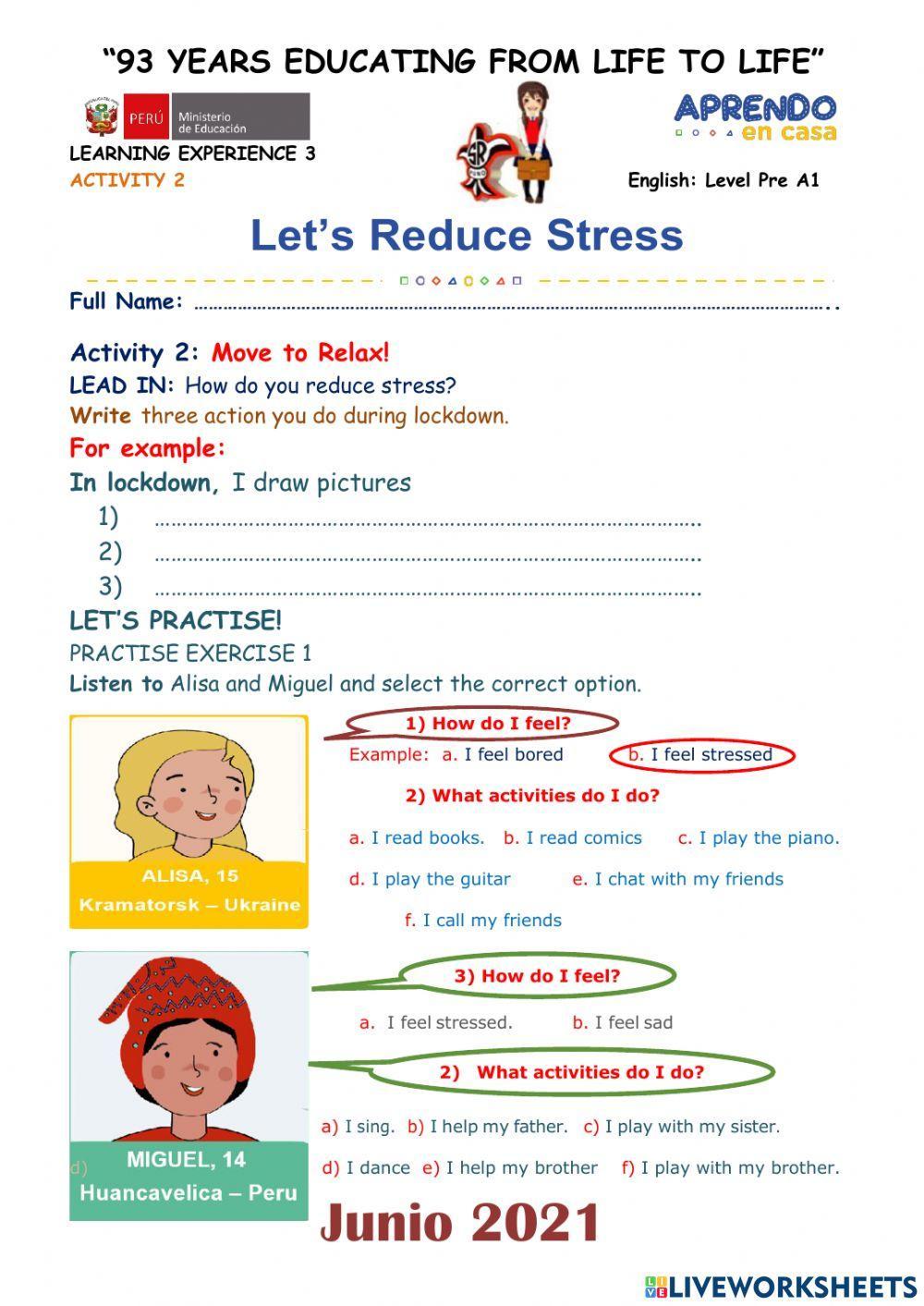 Let's Reduce Stress: Activity2