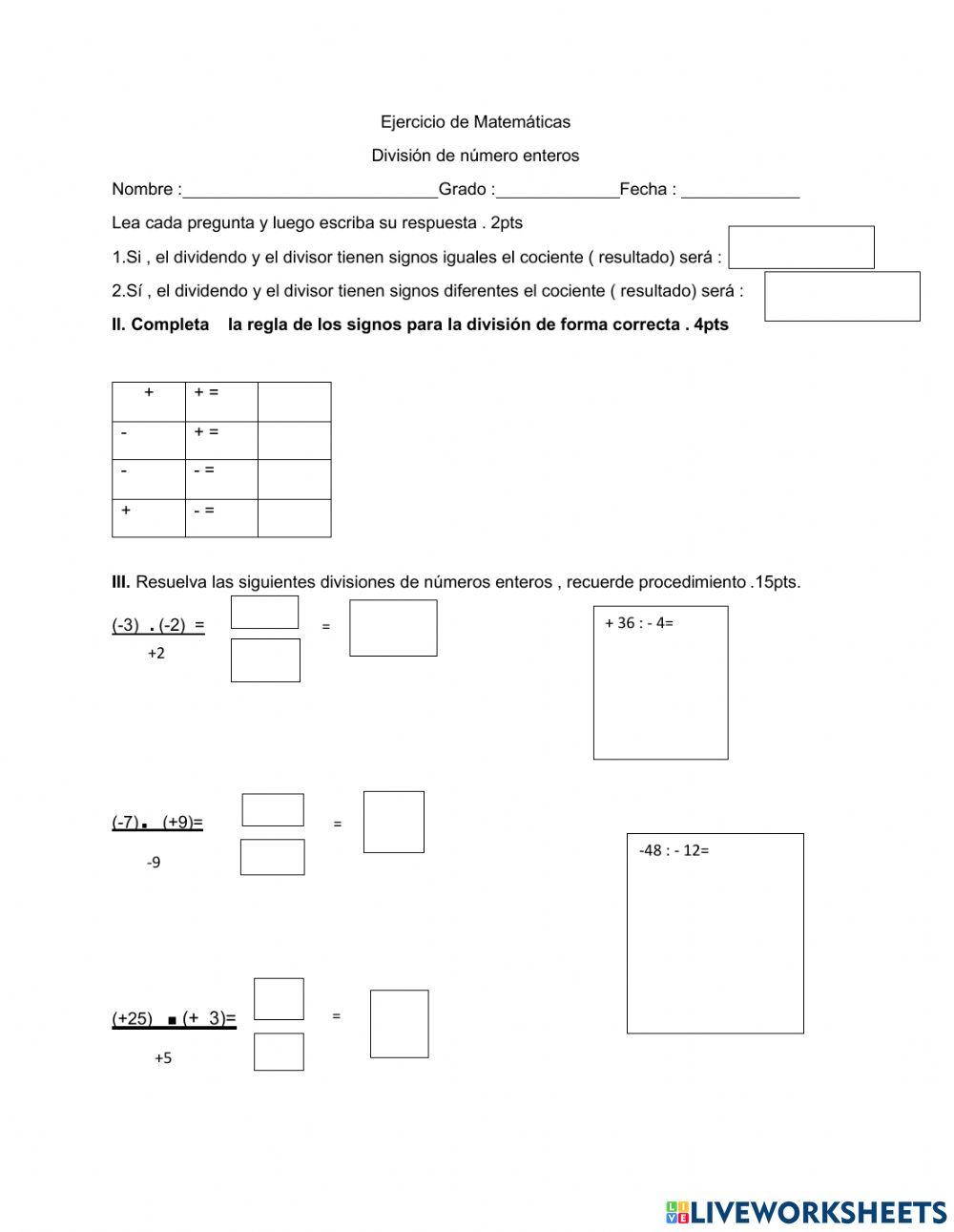 División de números enteros
