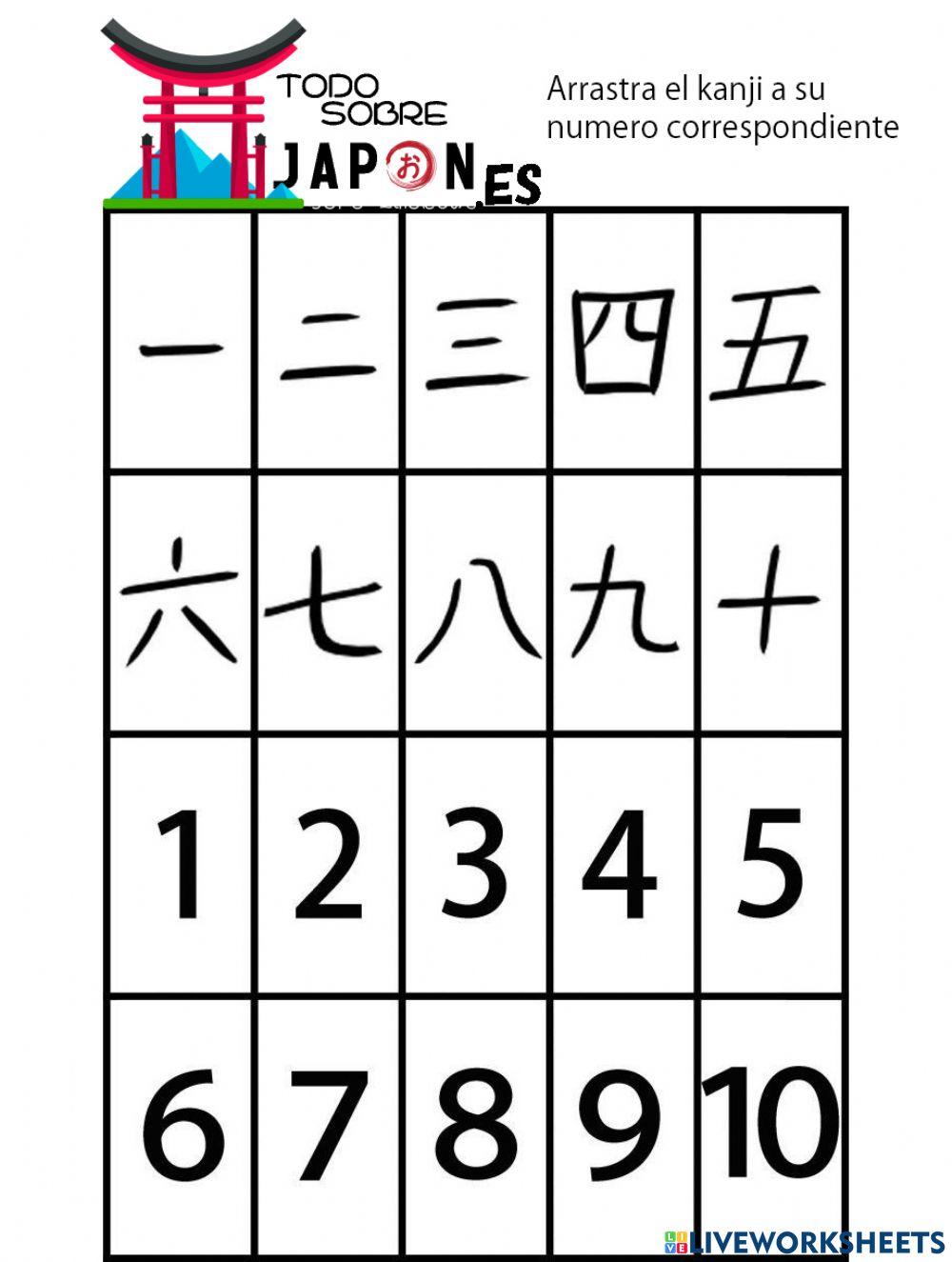 Arrastra el kanji numeros