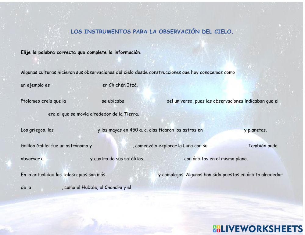 Instrumentos para observar el cielo