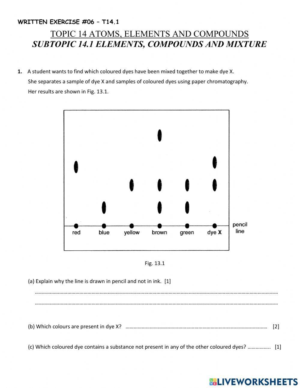 Chromatography interactive worksheet Live Worksheets