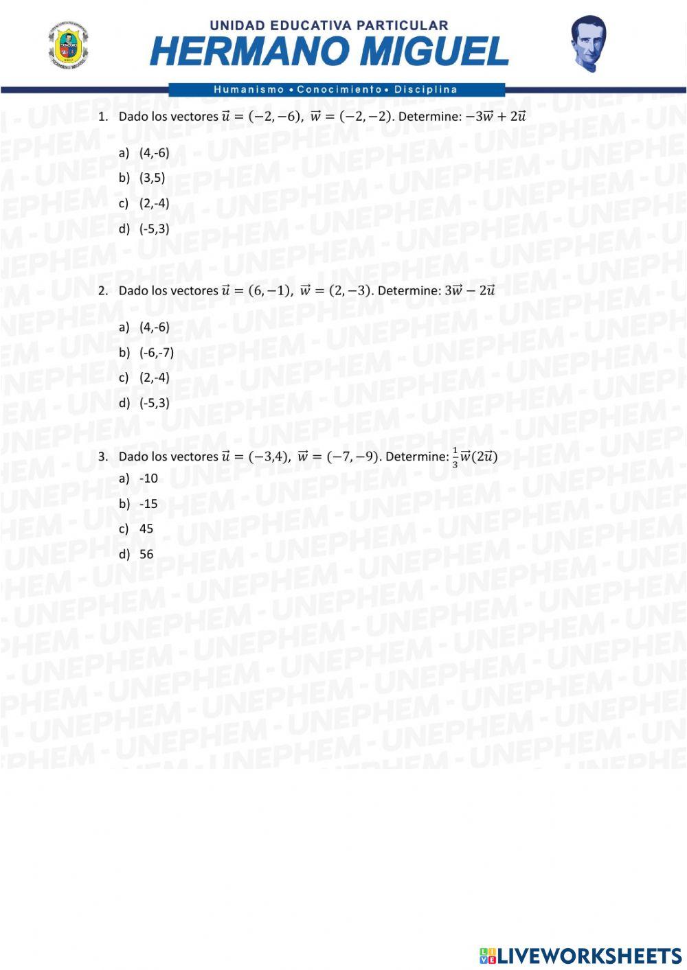 Operaciones con vectores
