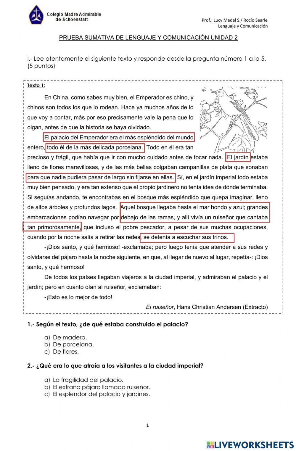 Evaluación Sumativa Unidad 2 Evaluación Sumativa Unidad 2