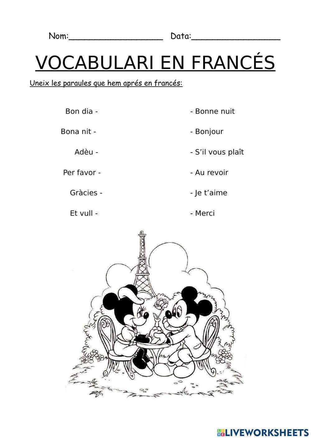Vocabulari en francés