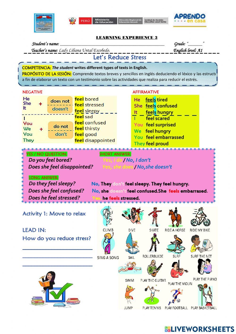 Let’s Reduce Stress-pre A1-Exp 3 - Activity 2