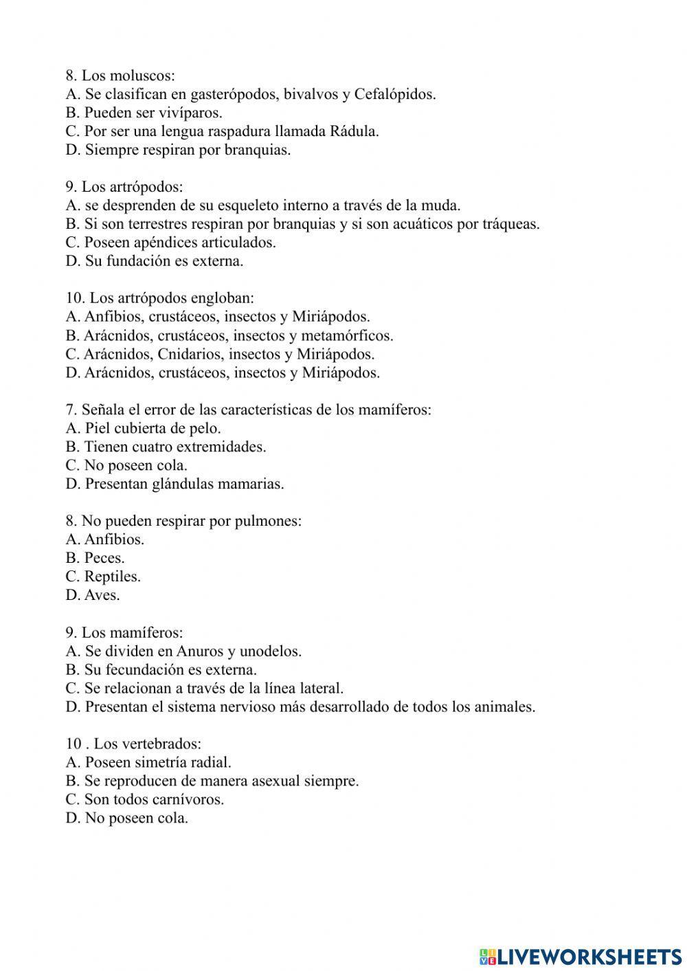 Vertebrados e invertebrados