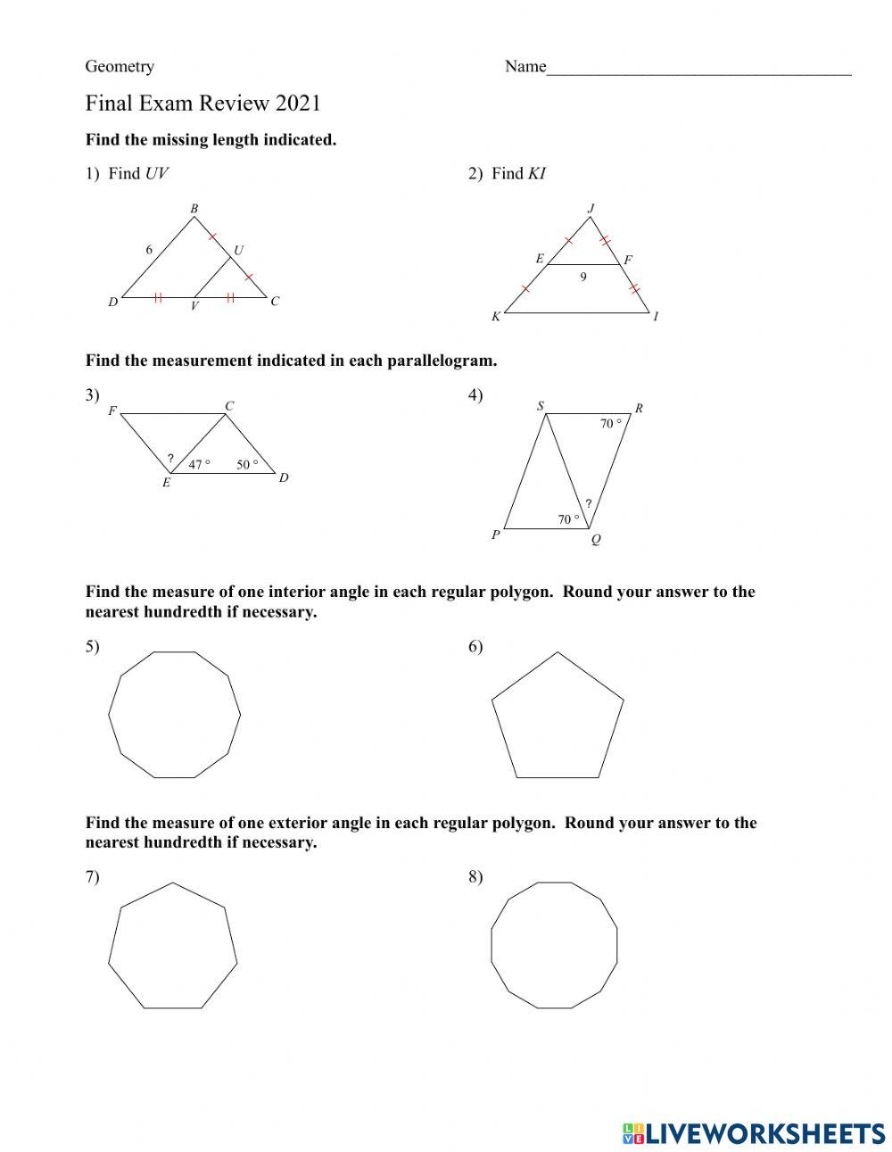 Geometry Sem 2 Final Review